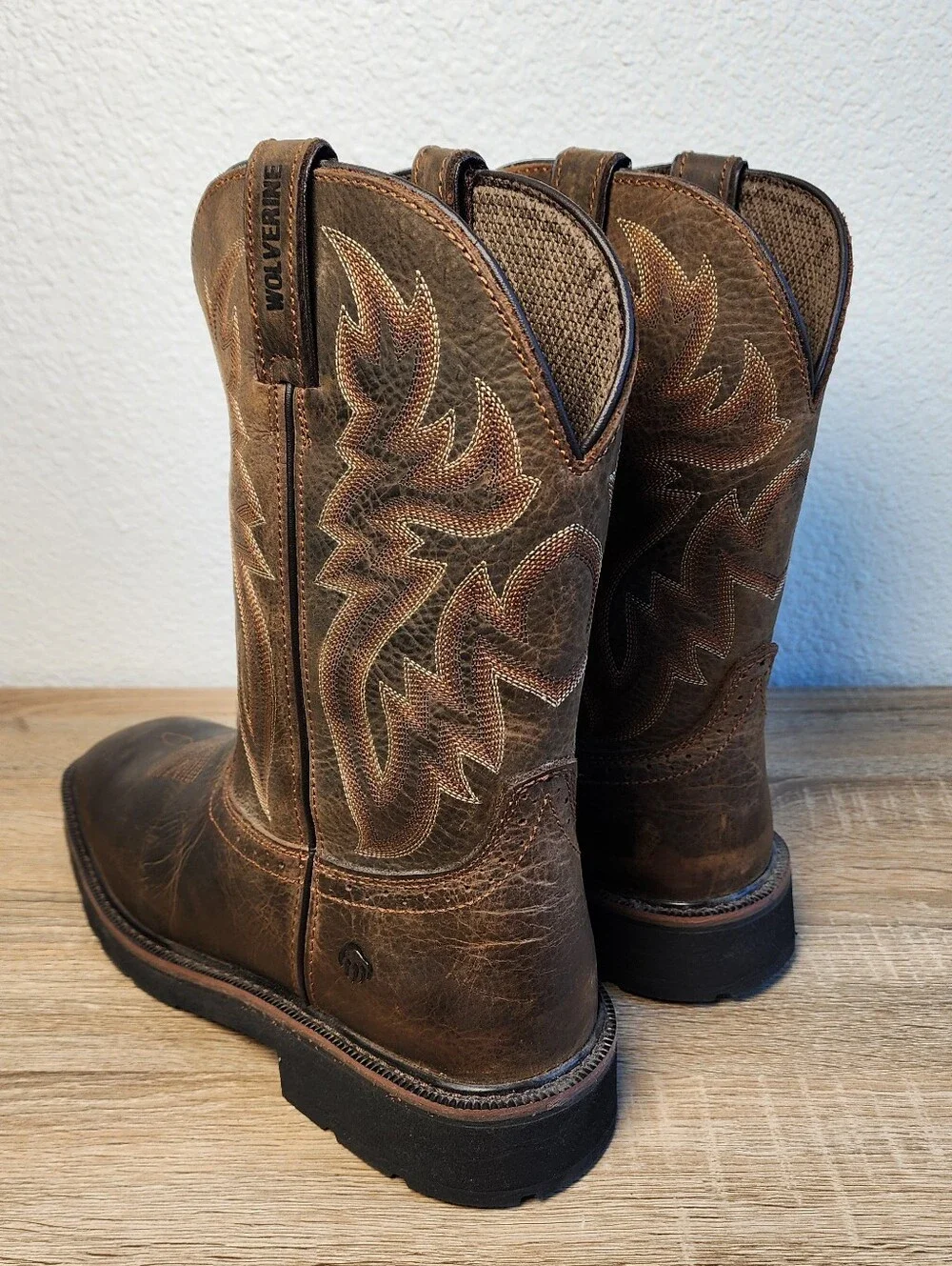 NWT WOLVERINE Men's Rancher Square Toe Western Work Brown Leather Boot 10.5